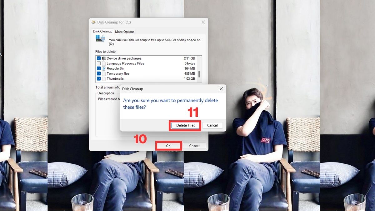 Cách dọn dẹp ổ C bị đầy: Dùng Disk Cleanup xóa file hệ thống bước 5