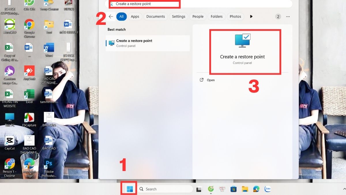 Cách dọn dẹp ổ C bị đầy: Giảm dung lượng System Restore bước 1