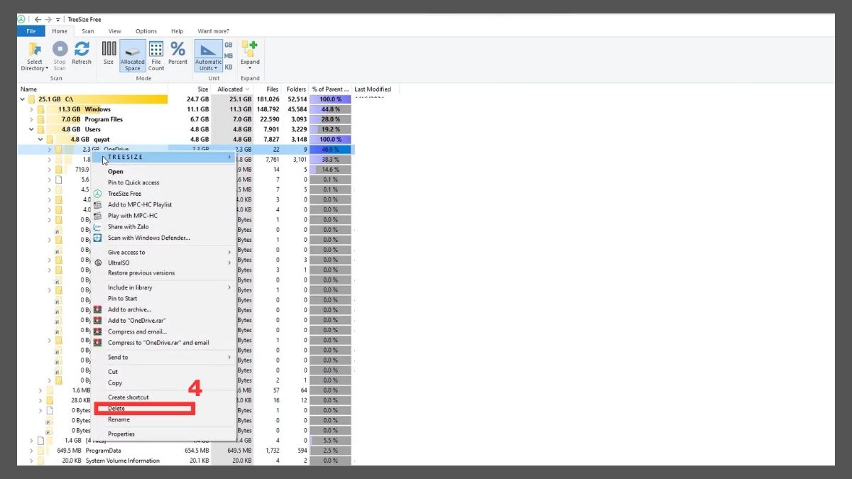 Cách dọn dẹp ổ C bị đầy:Xóa file trùng lặp bằng TreeSize Free bước 3