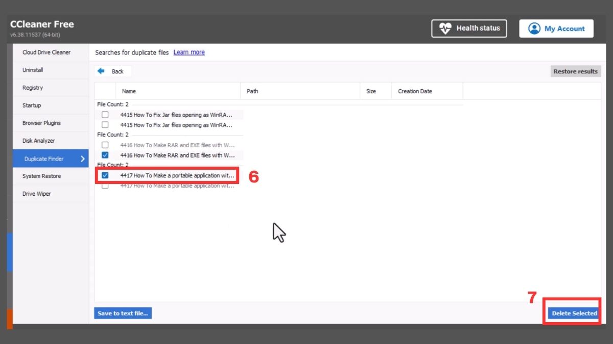 Cách dọn dẹp ổ C bị đầy:Xóa file trùng lặp bằng Với CCleaner bước 4