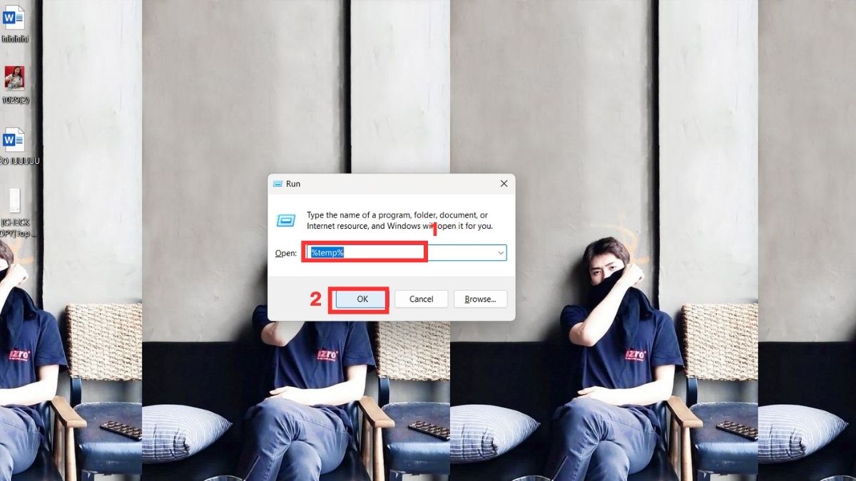 Cách dọn dẹp ổ C bị đầy: Xóa file tạm bằng lệnh %temp% bước 1