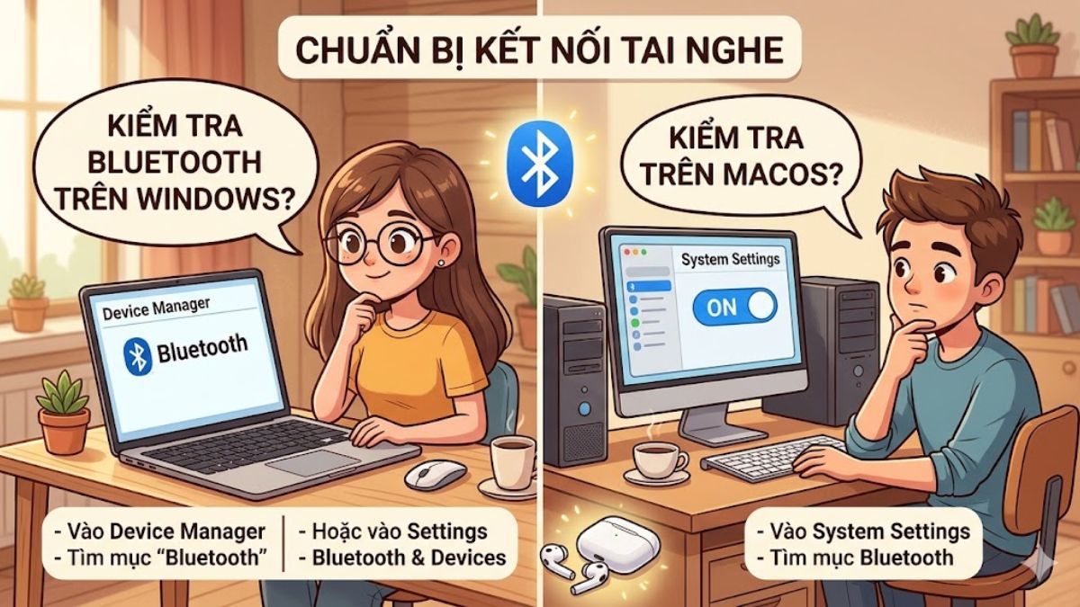 Các kiểm tra máy tính có Bluetooth hay không trên Windows và Macbook 