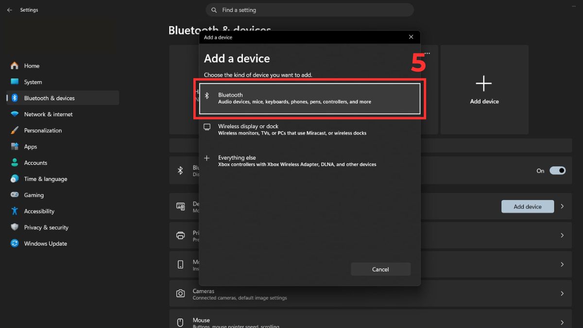 Cách kết nối tai nghe Bluetooth với máy tính Windows 11 qua Settings bước 4