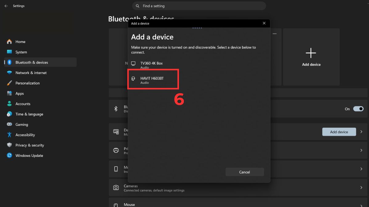 Cách kết nối tai nghe Bluetooth với máy tính Windows 11 qua Settings bước 5