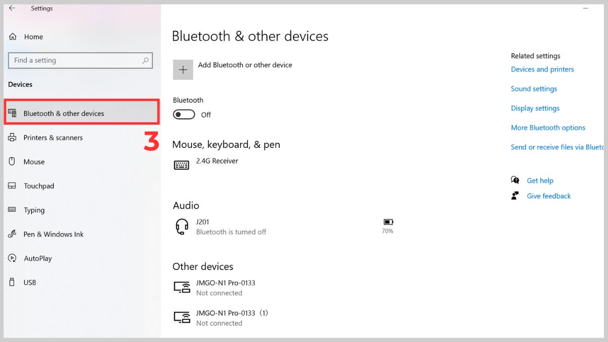 Cách kết nối tai nghe Bluetooth với máy tính Windows 10 qua Settings bước 2