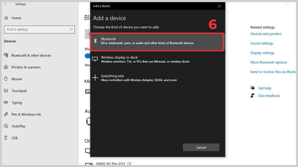 Cách kết nối tai nghe Bluetooth với máy tính Windows 10 qua Settings bước 4