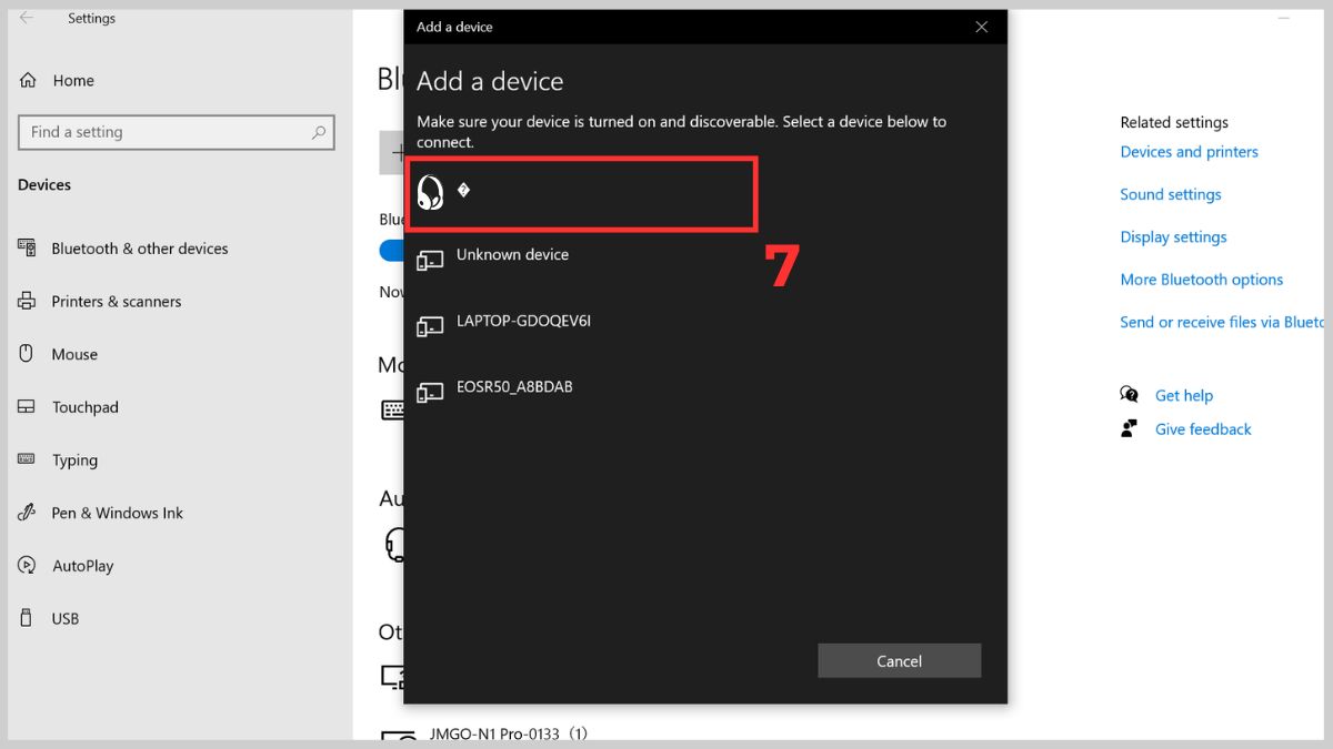 Cách kết nối tai nghe Bluetooth với máy tính Windows 10 qua Settings bước 5