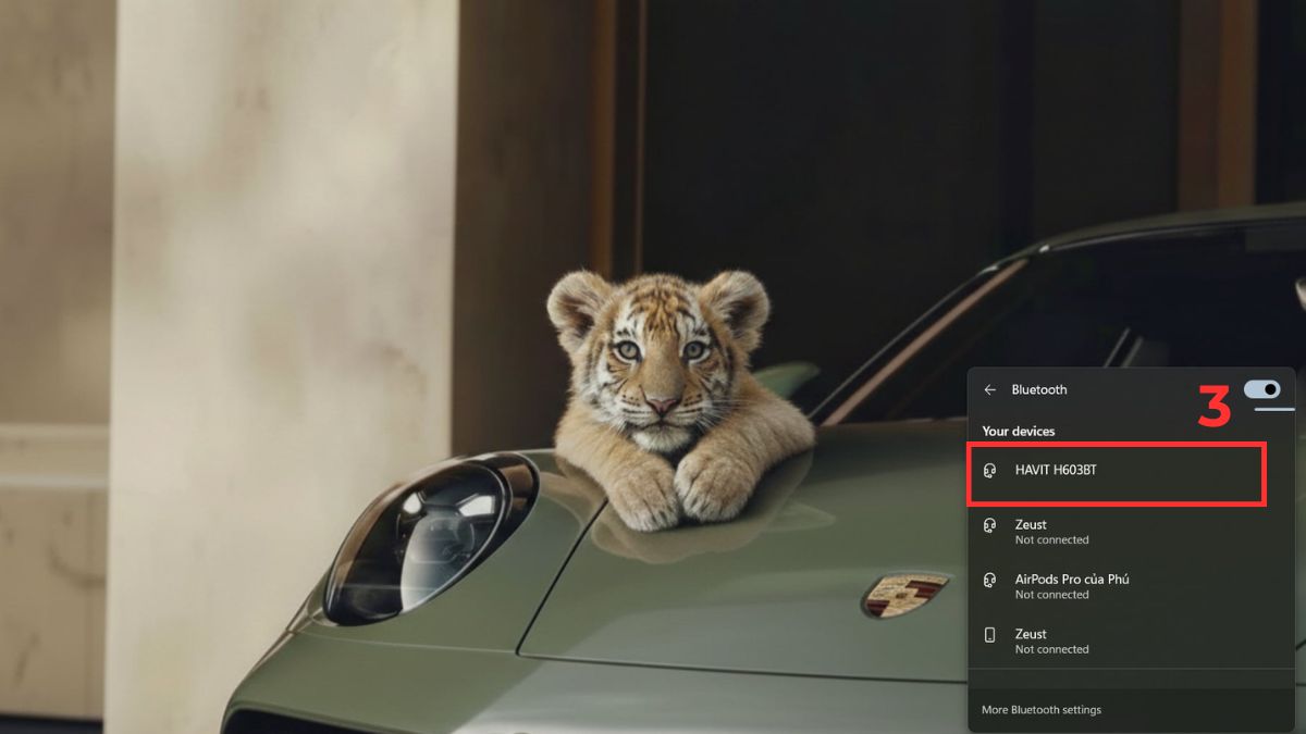 Cách kết nối tai nghe Bluetooth với máy tính Windows 11 qua Quick Settings bước 3