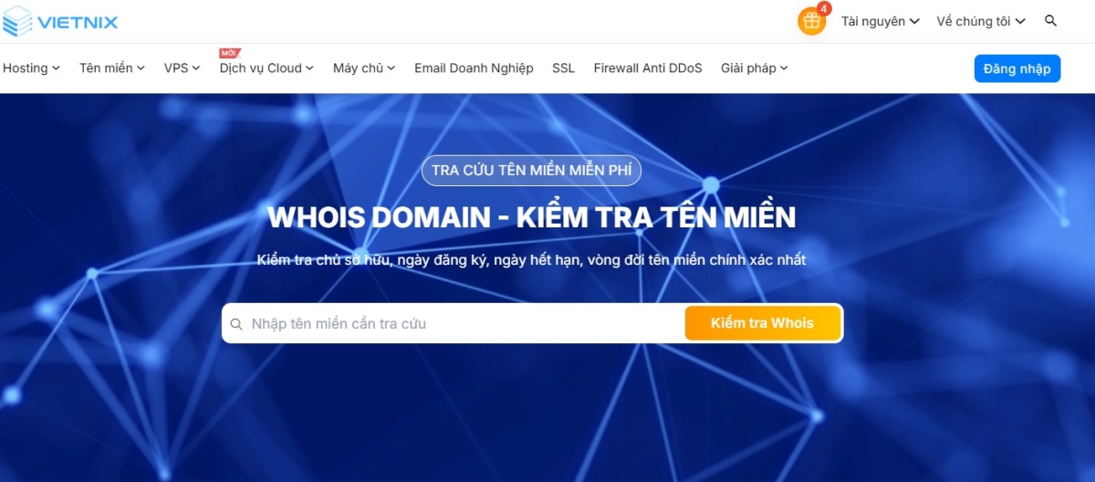 Kiểm tra tên miền với website Vietnix