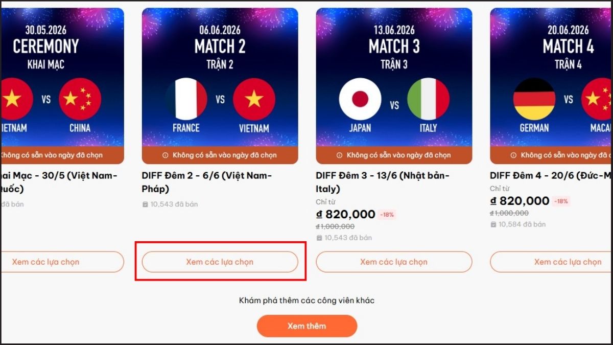 Hướng dẫn cách mua vé xem bắn pháo hoa Đà Nẵng DIFF 2026 bước 2