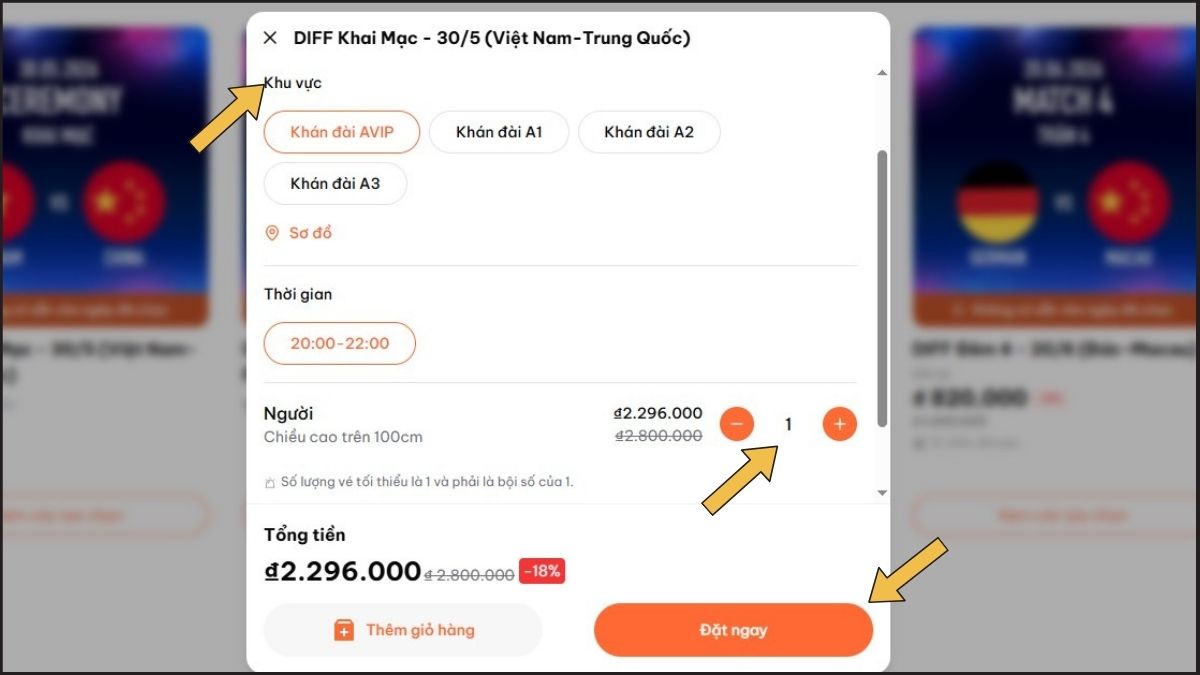 Hướng dẫn cách mua vé xem bắn pháo hoa Đà Nẵng DIFF 2026 bước 3