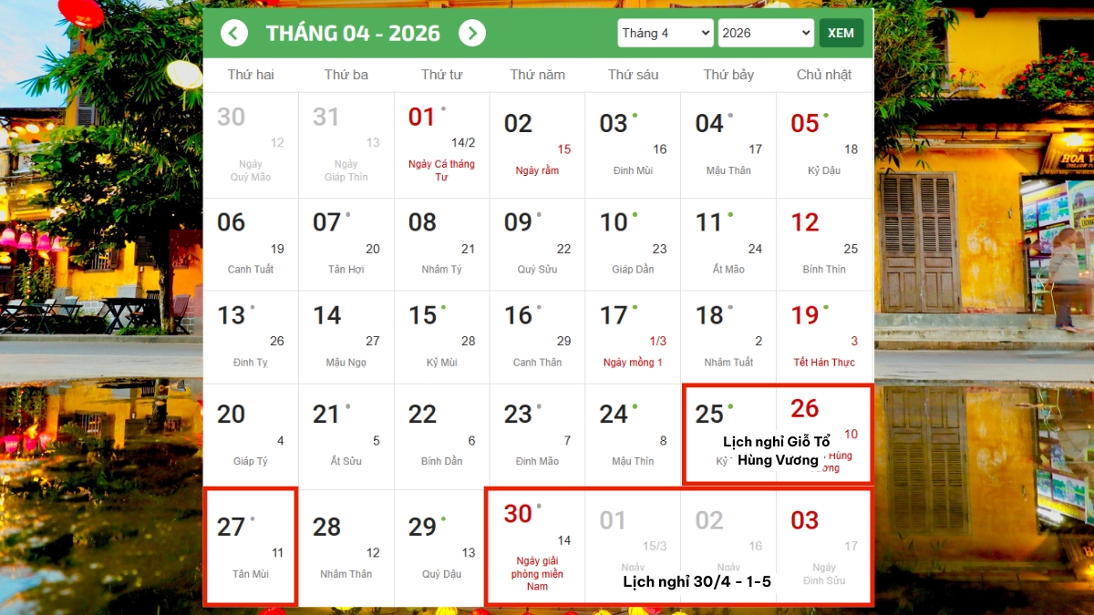 Có thể nghỉ 9 ngày liên tiếp vào Giỗ Tổ Hùng Vương và 30/4-1/5