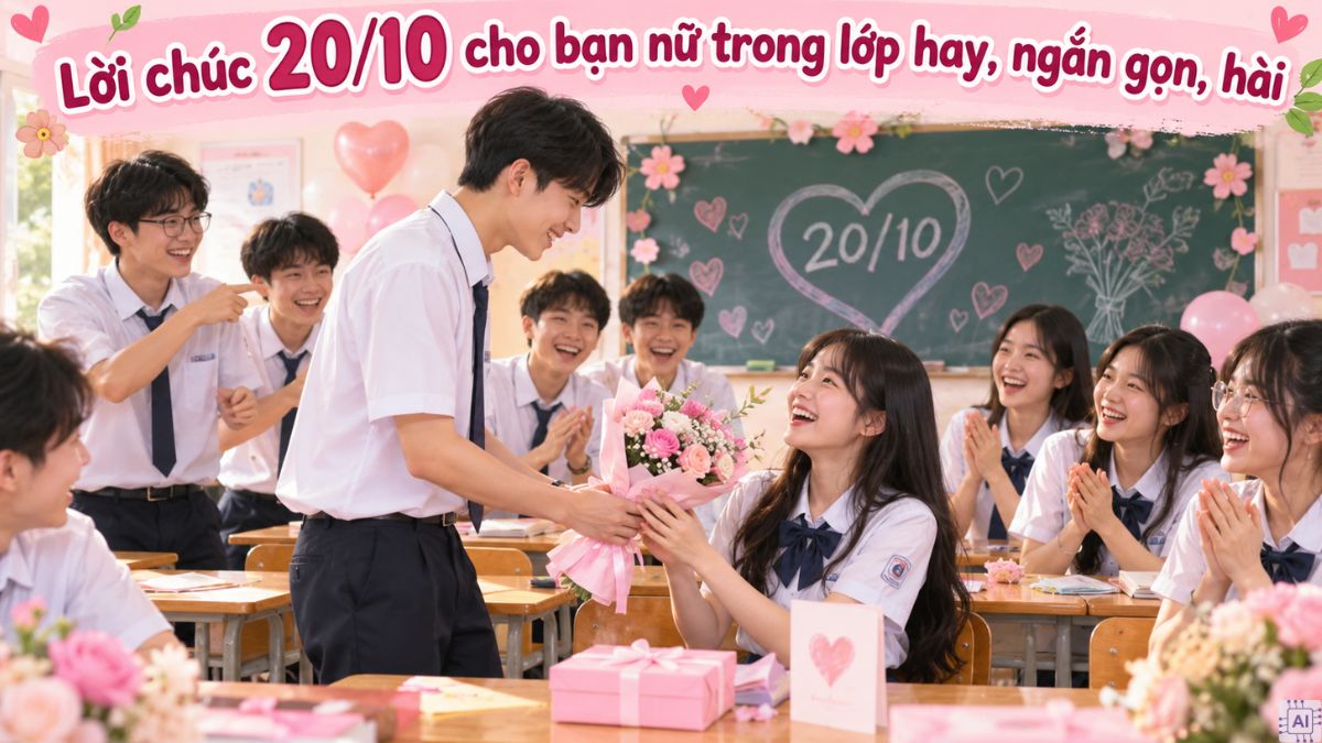Lời chúc 20/10 cho bạn nữ trong lớp hay, ngắn gọn, hài hước