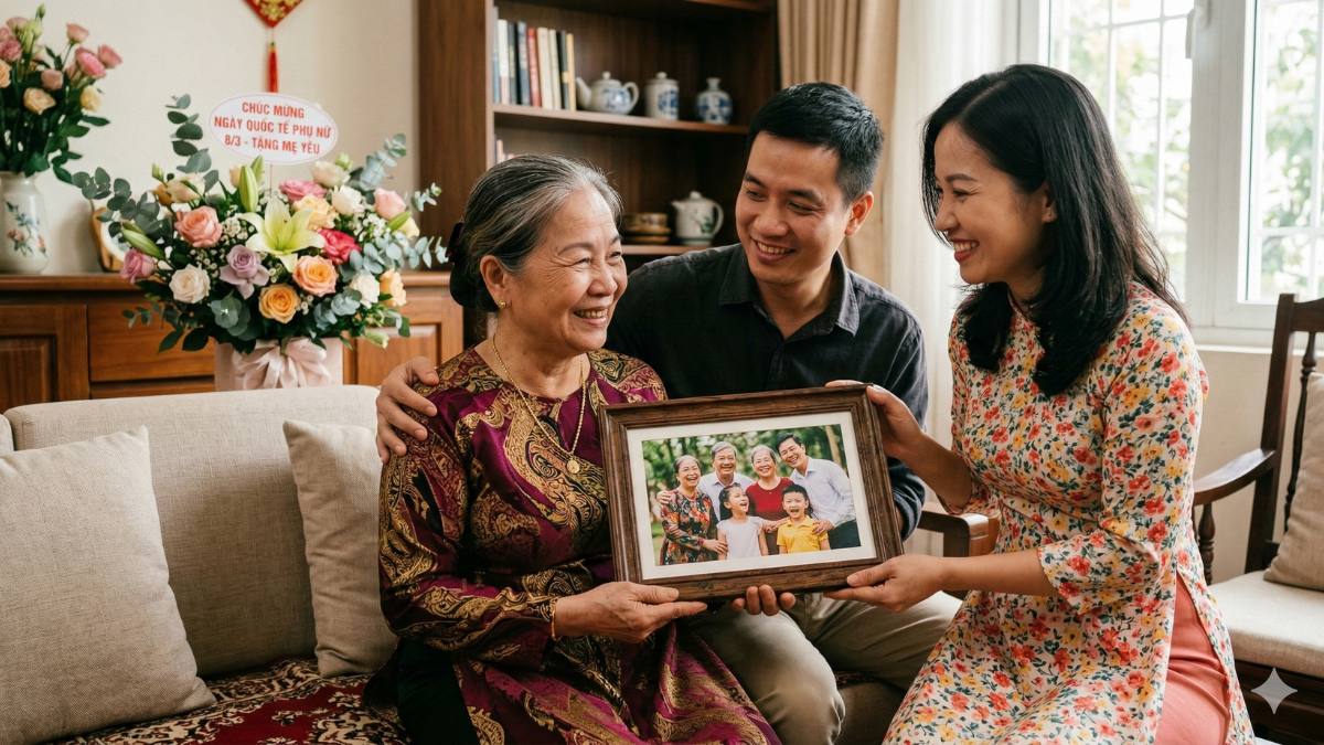 Gợi ý top quà 8/3 cho mẹ chồng khéo léo, ghi điểm nhất Khung ảnh gia đình