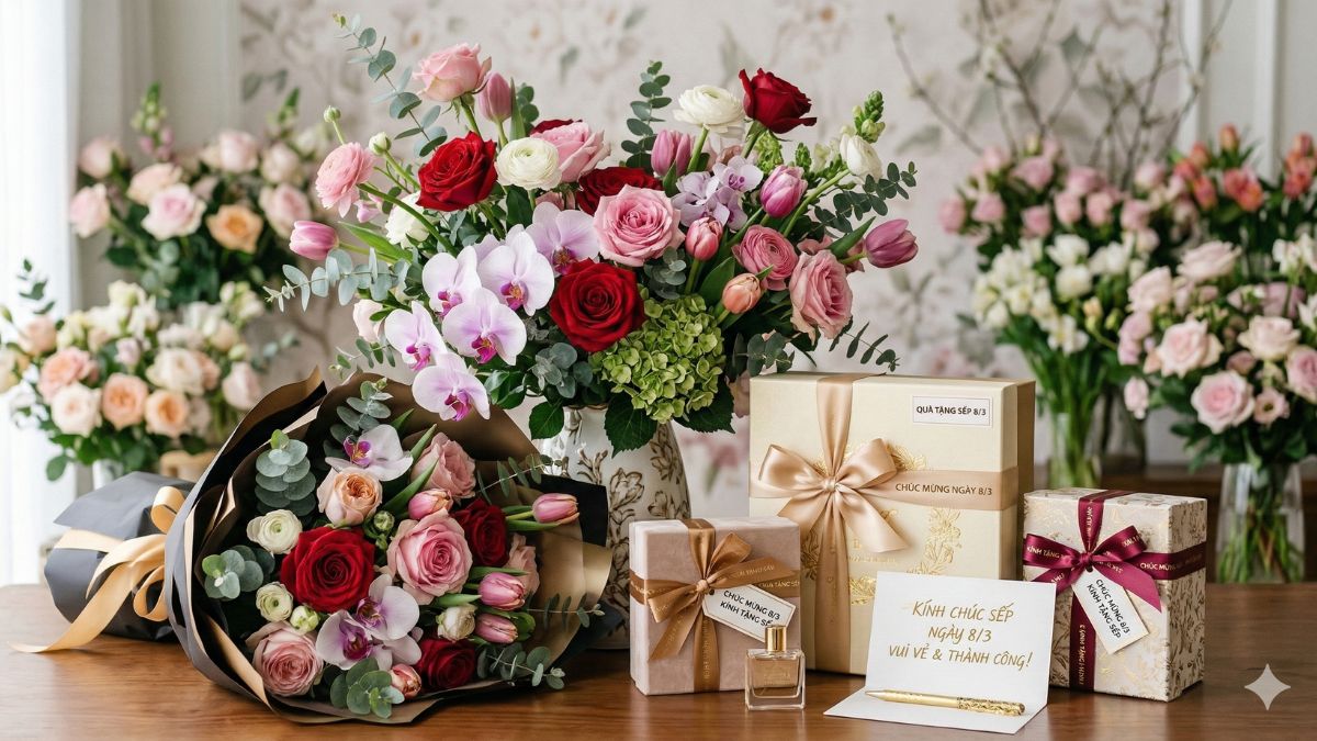 Top quà 8/3 cho sếp nữ được lòng & ấn tượng nhất: Hoa tươi