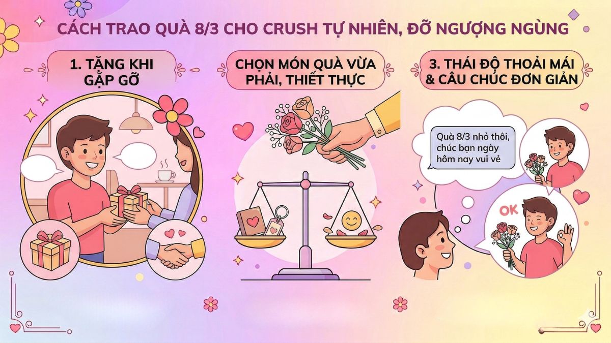 Cách tặng quà 8/3 cho crush sao cho tự nhiên, đỡ ngượng ngùng