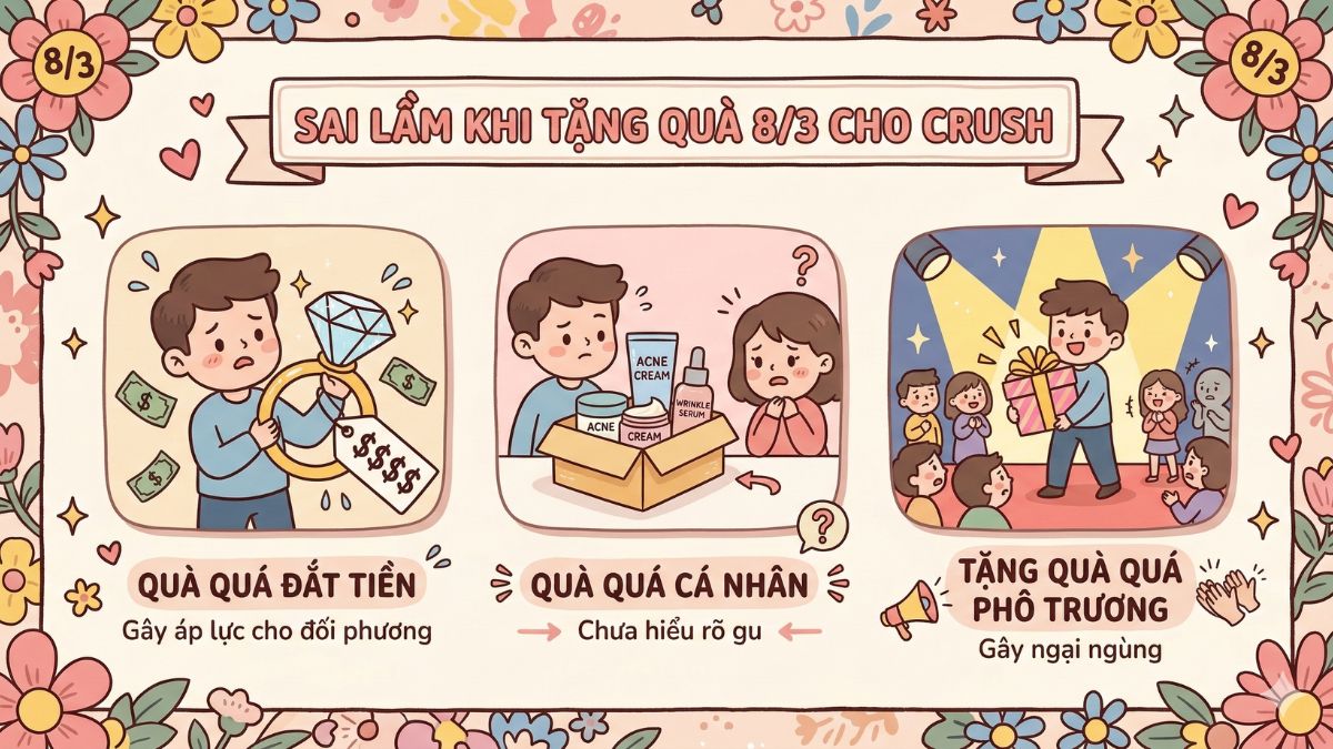 Sai lầm ngớ ngẩn cần tránh khi tặng quà 8/3 cho crush