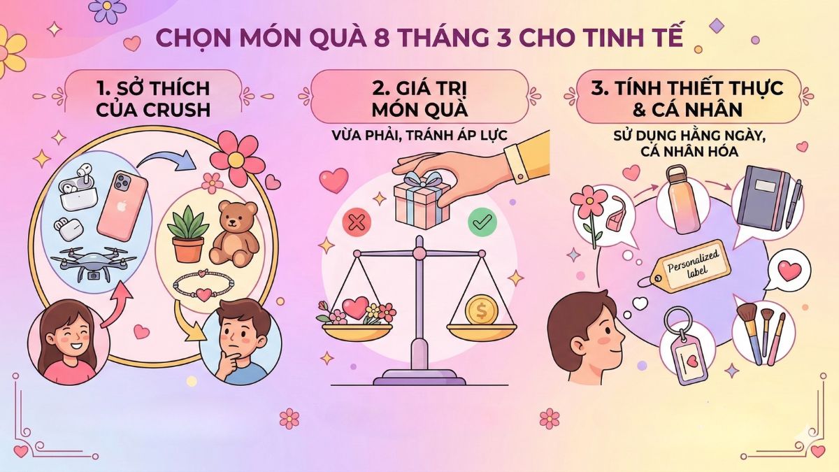 Tiêu chí chọn quà 8/3 cho crush tinh tế