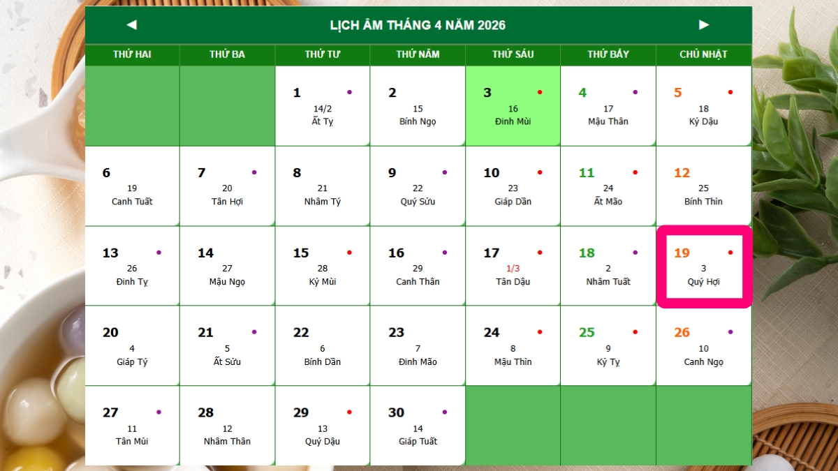 Tết Hàn Thực năm 2026 sẽ rơi vào Chủ Nhật, ngày 19 tháng 4.