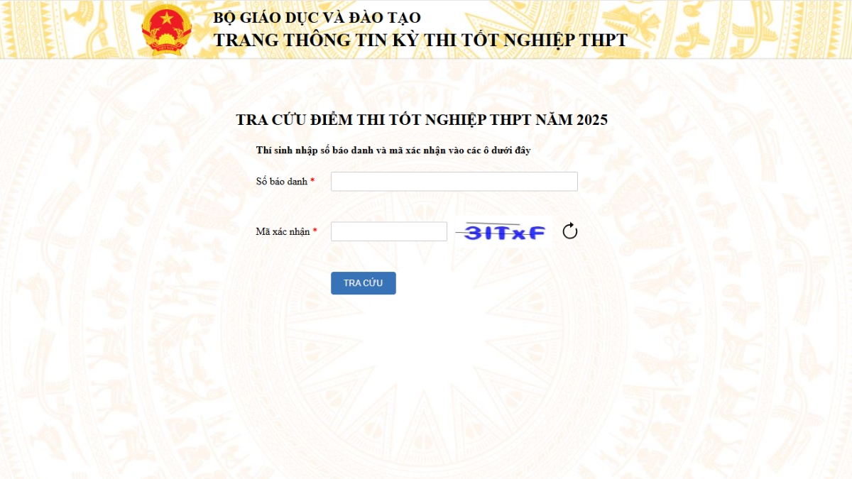 Tra cứu điểm thi THPT quốc gia 2025 trên website của Bộ Giáo dục và Đào tạo