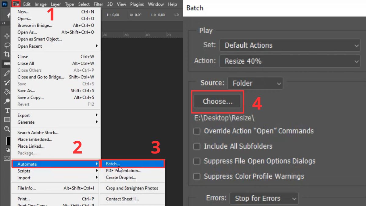 Sử dụng Actions & Batch