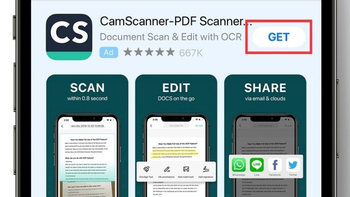 Cách scan tài liệu trên iPhone bằng CamScanner bước 1