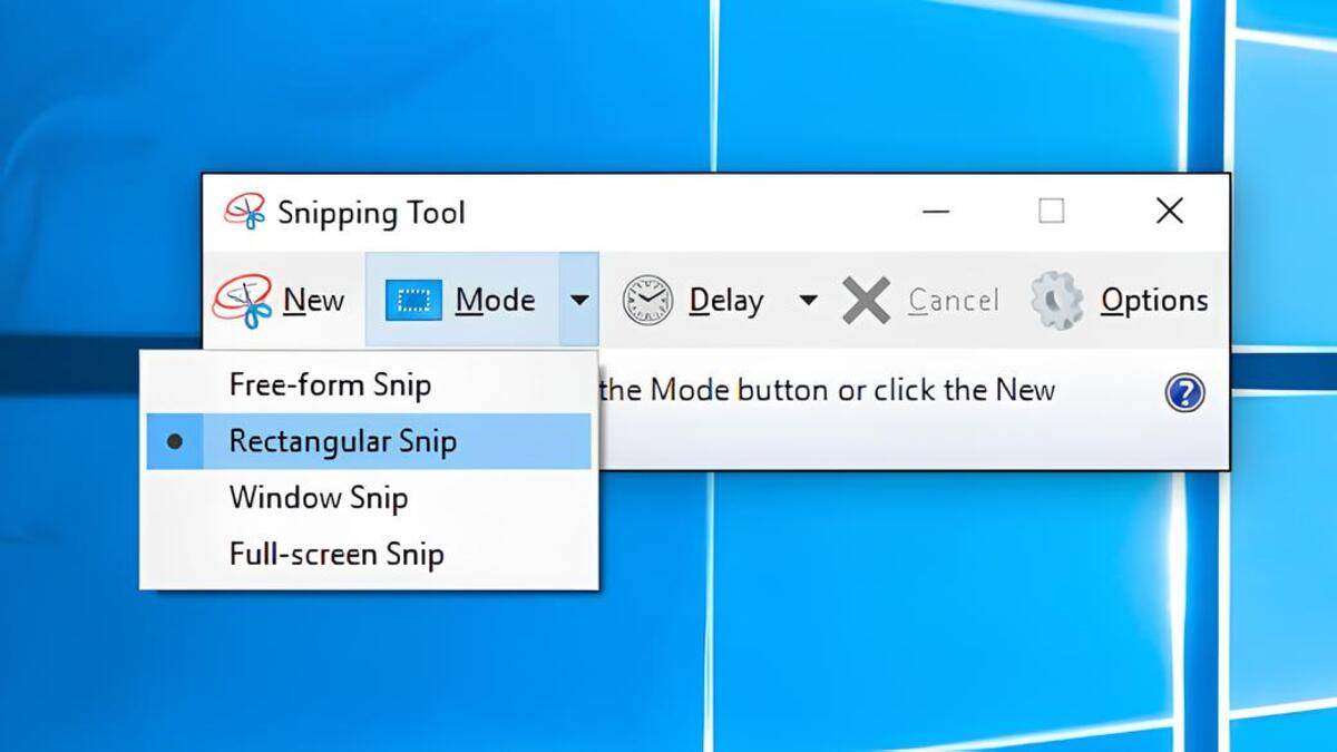 Snipping Tool hỗ trợ tùy chọn chụp ảnh