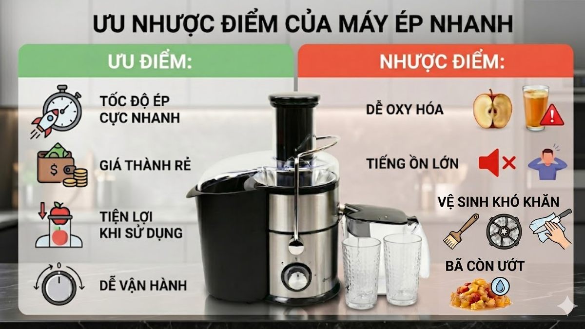 Ưu nhược điểm của máy ép nhanh