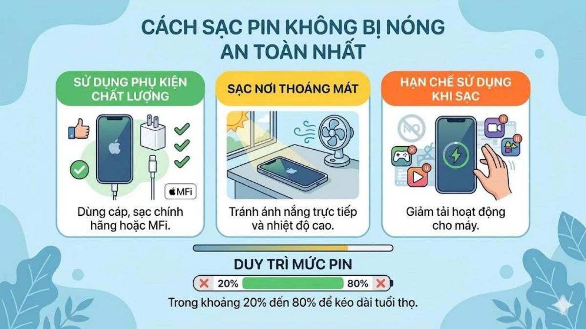 Cách sạc pin không bị nóng an toàn nhất