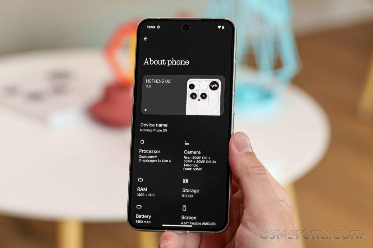 Phần mềm Nothing Phone 3 được tuỳ biến trên nền tảng Android 15