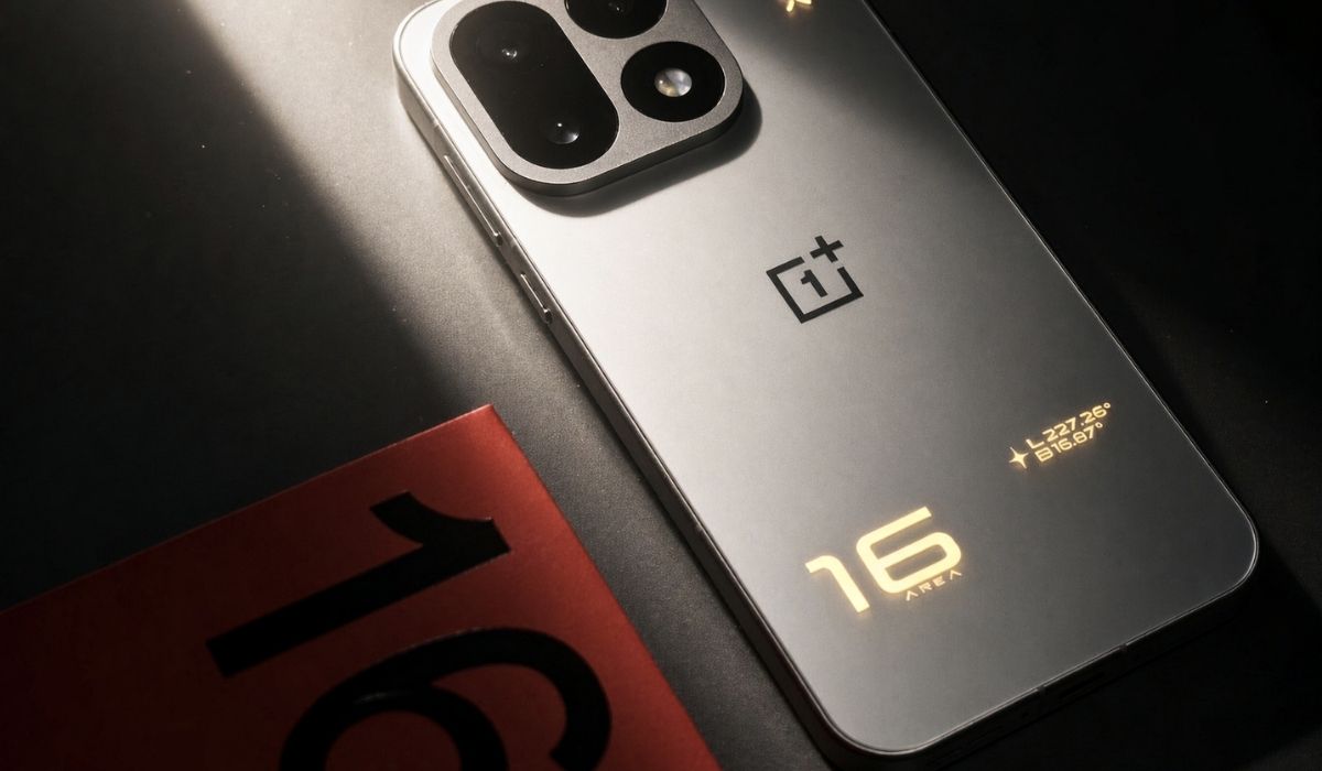 Cận cảnh OnePlus 16 đặt trong bóng tối