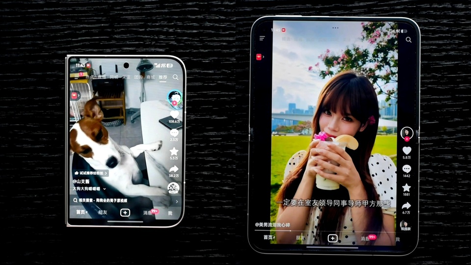 Cận cảnh Xiaomi 18 Fold khi xem phim lướt web