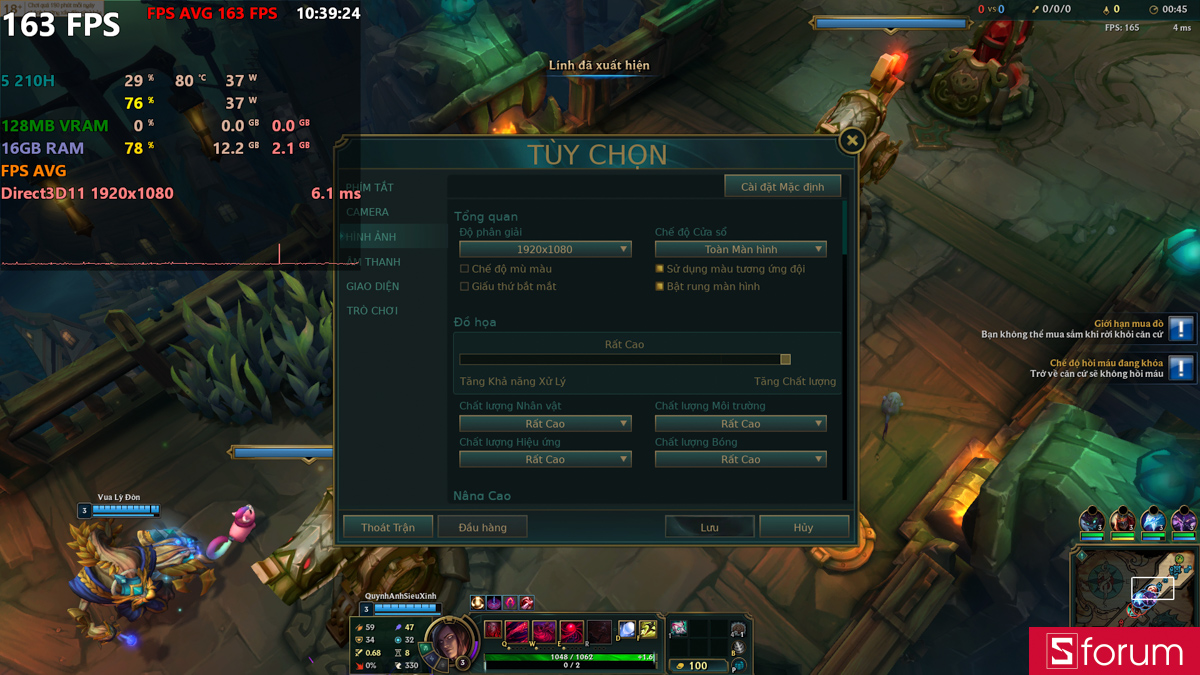 Hiệu năng chơi game thực tế