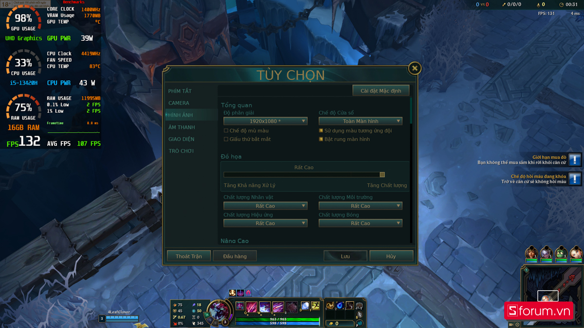 Hiệu năng chơi game thực tế