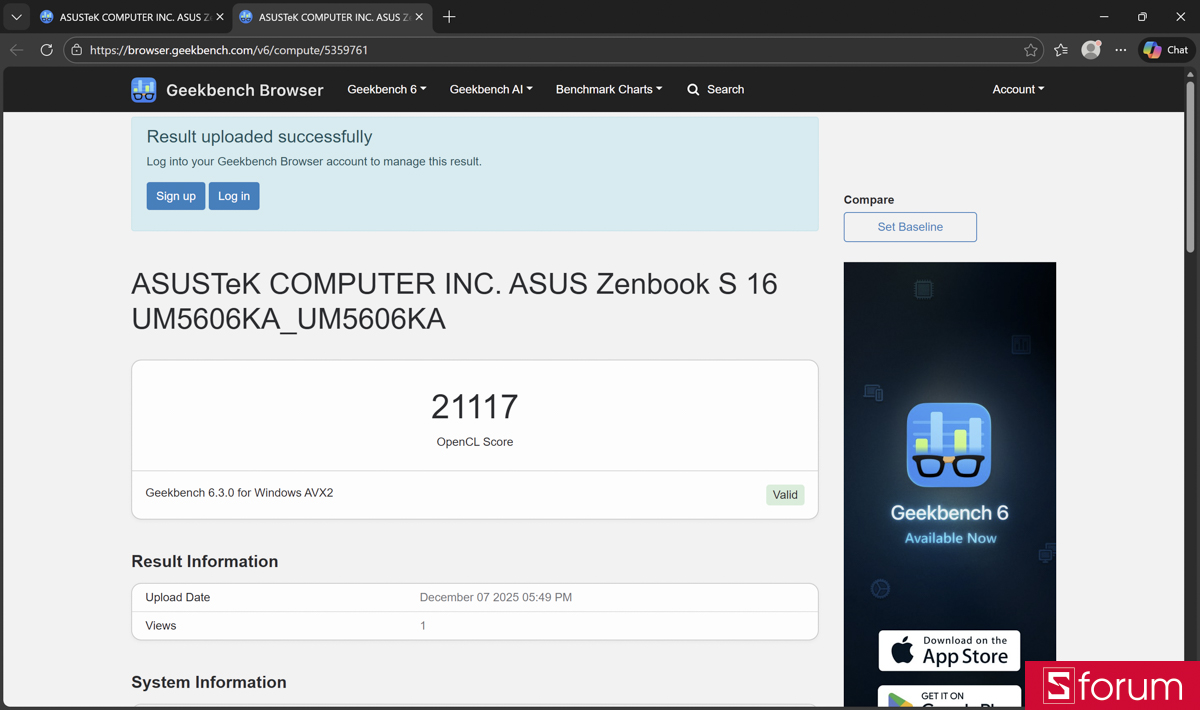 Geekbench 6 GPU đạt 21.117 điểm