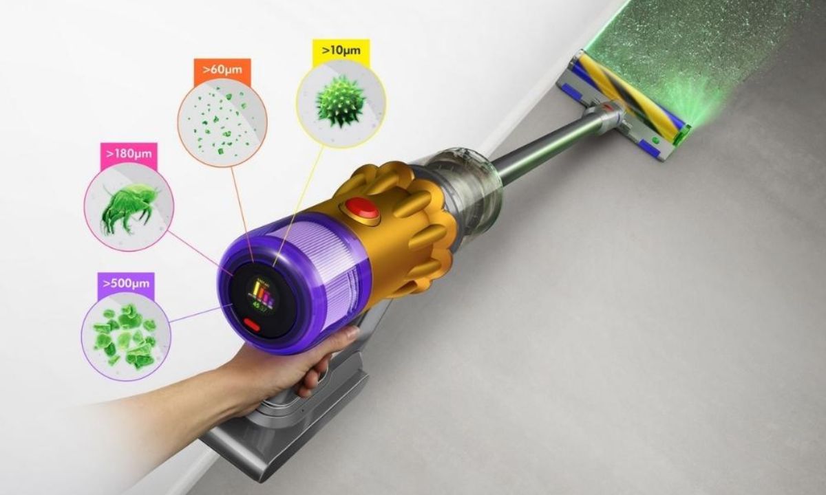 Điểm nhận diện đặc trưng của Dyson nằm ở đèn quang học Detect trên đầu hú