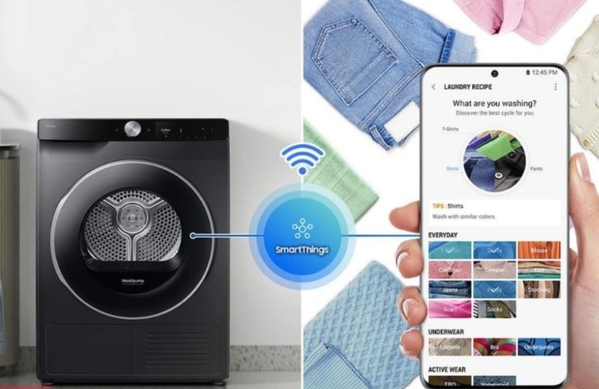 Máy còn hỗ trợ kết nối SmartThings, cho phép theo dõi và điều khiển từ xa bằng điện thoại