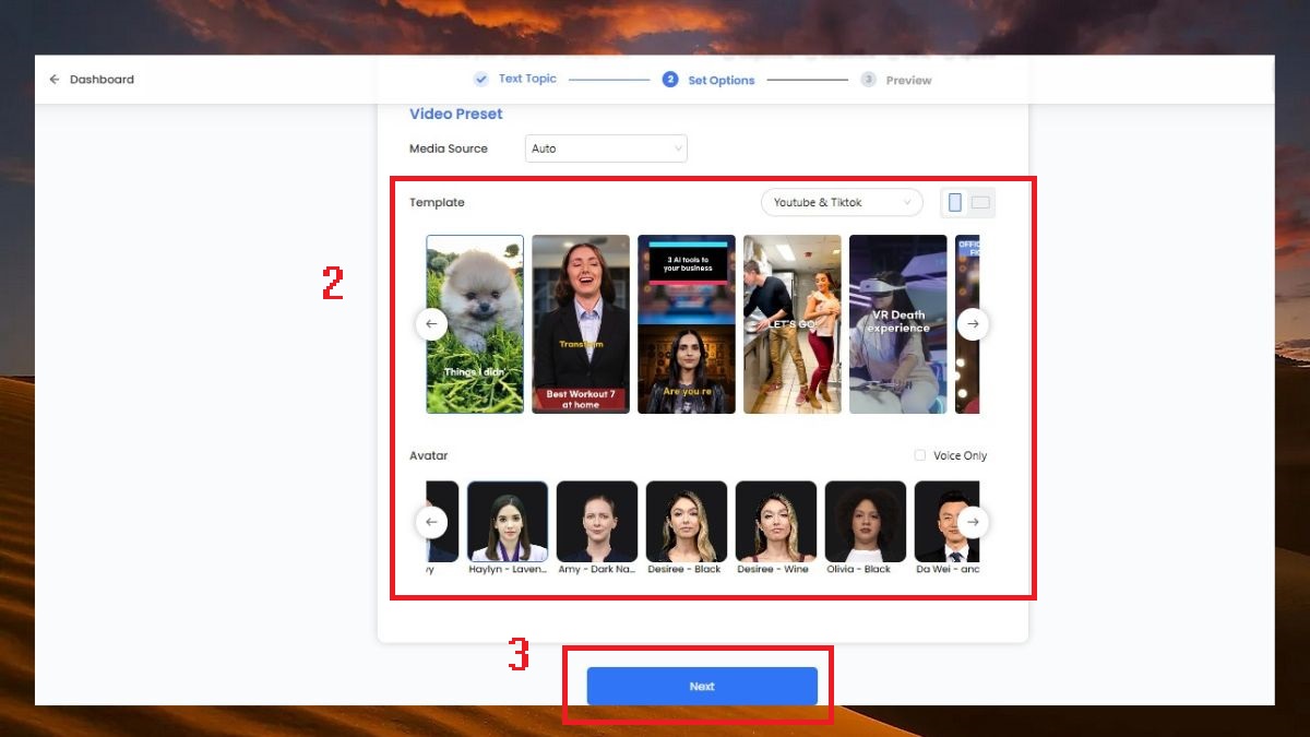 cách sử dụng DeepBrain AI sáng tạo video từ chủ đề bước 2