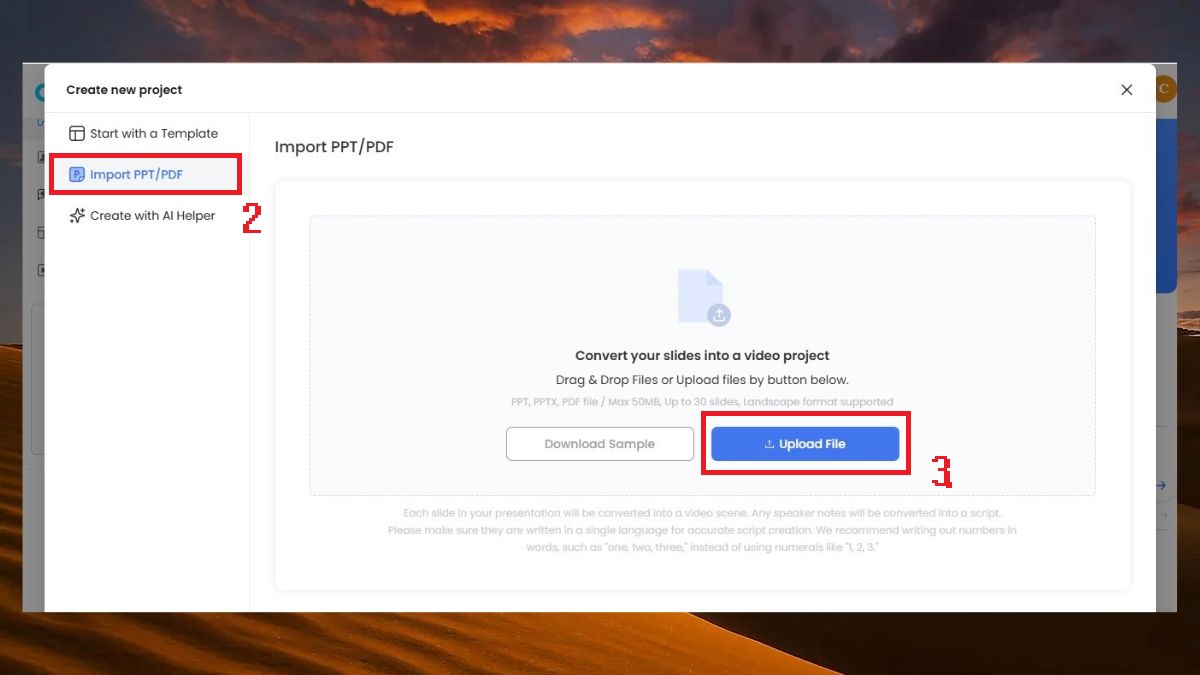 cách sử dụng DeepBrain AI sáng tạo video chuyển Powerpoint thành video bước 2