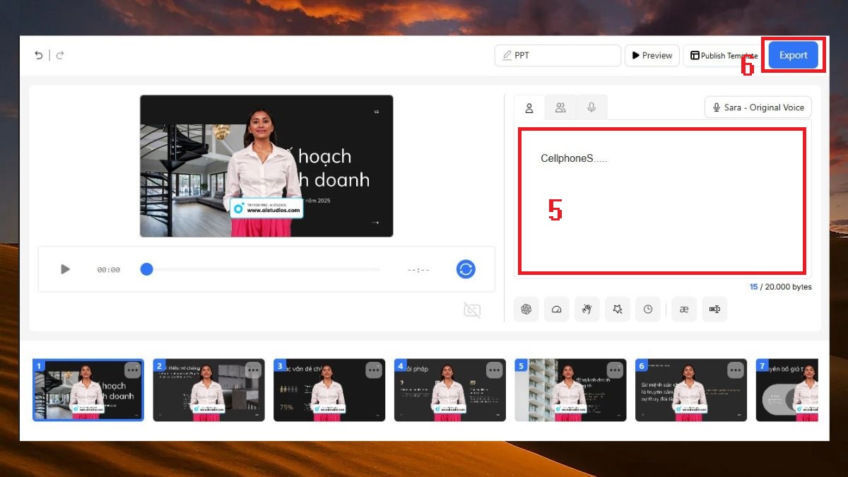 cách sử dụng DeepBrain AI sáng tạo video chuyển Powerpoint thành video bước 4