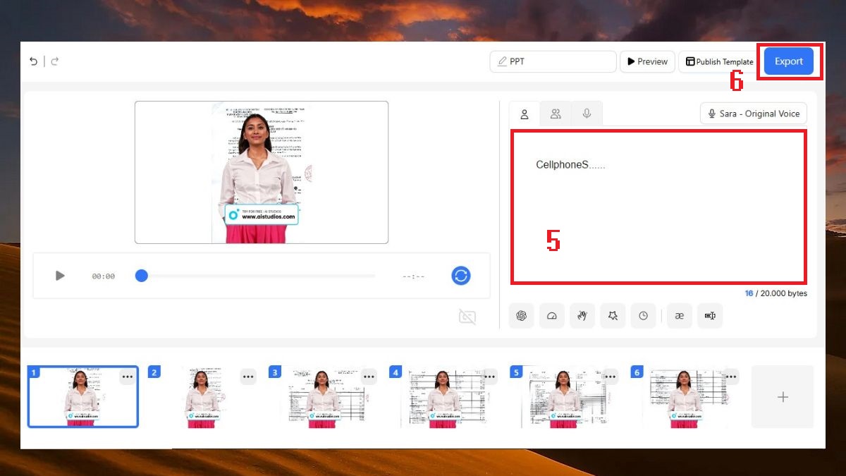 cách sử dụng DeepBrain AI sáng tạo video chuyển PDF thành video bước 4