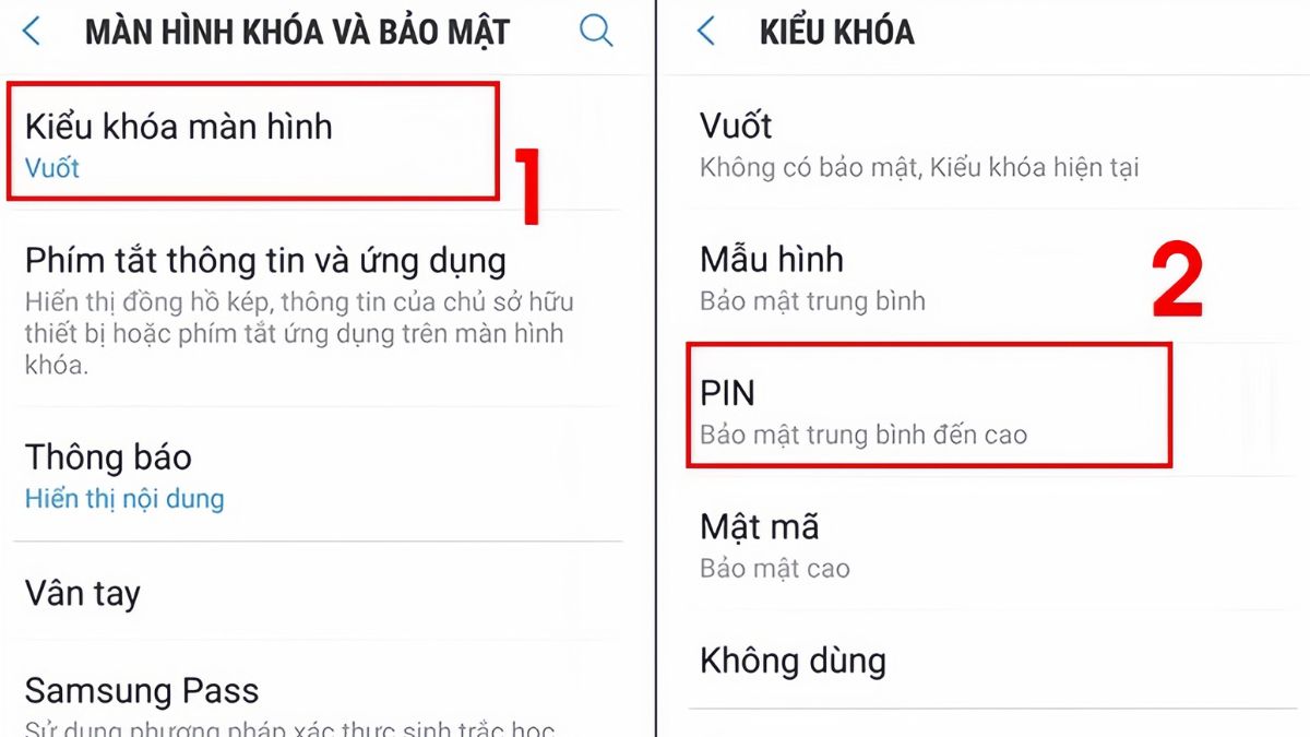 Cách đặt mật khẩu điện thoại Samsung bước 2