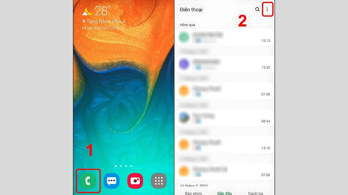Cách hủy chặn cuộc gọi trên điện thoại Samsung bước 1