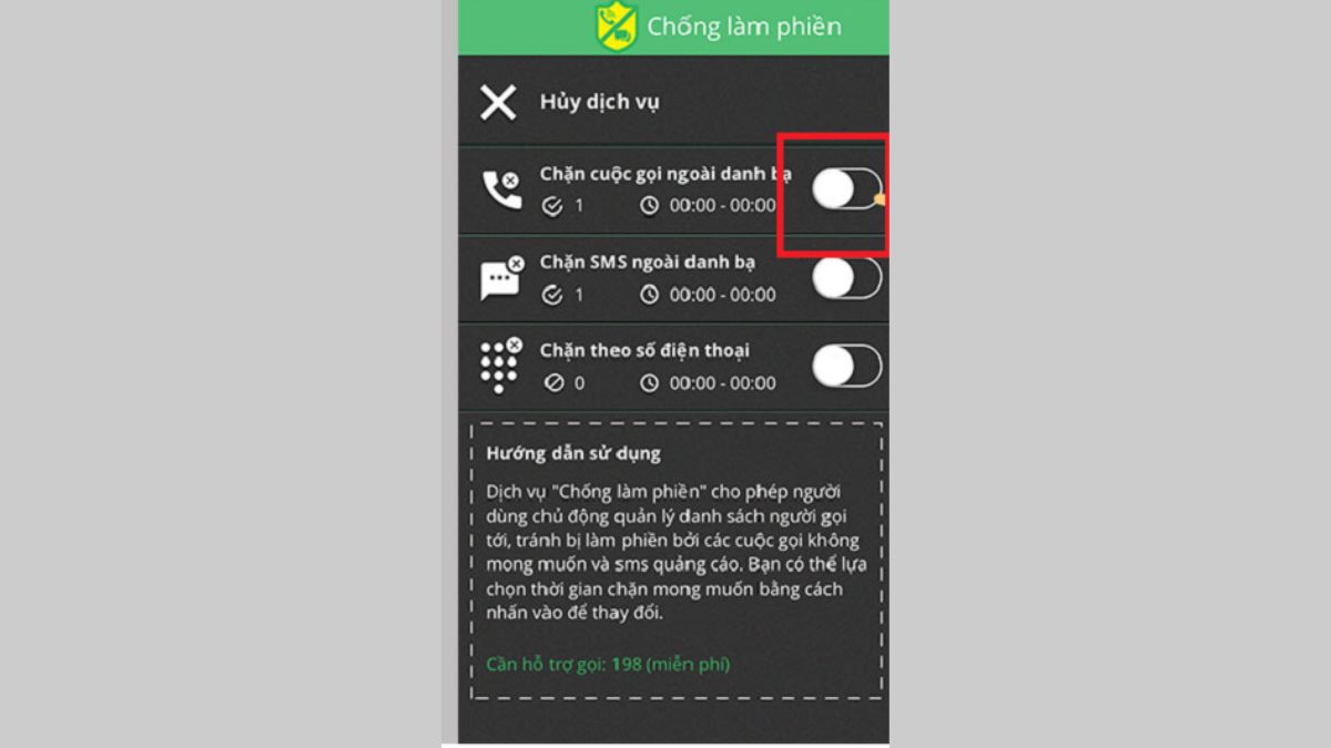 Dùng ứng dụng Chống làm phiền của Viettel để chặn cuộc gọi bước 4