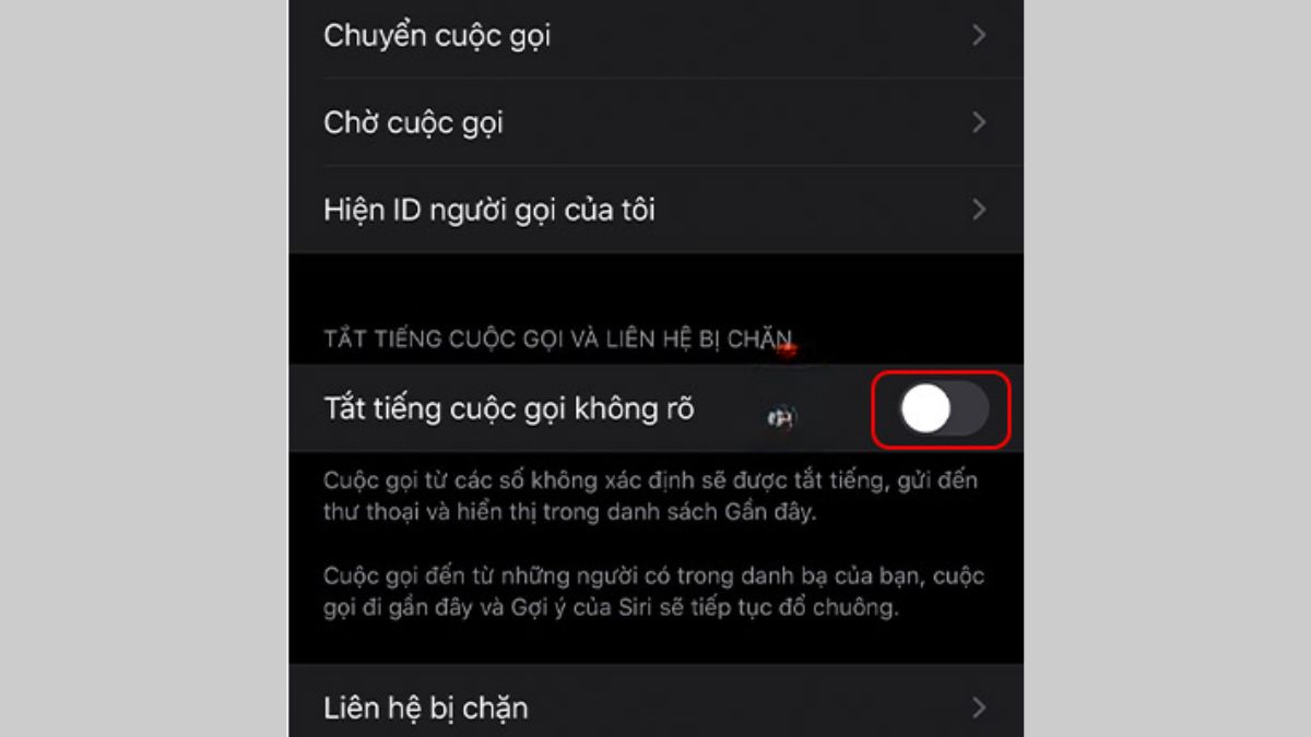 Hướng dẫn tắt tiếng cuộc gọi đến từ số lạ bước 3
