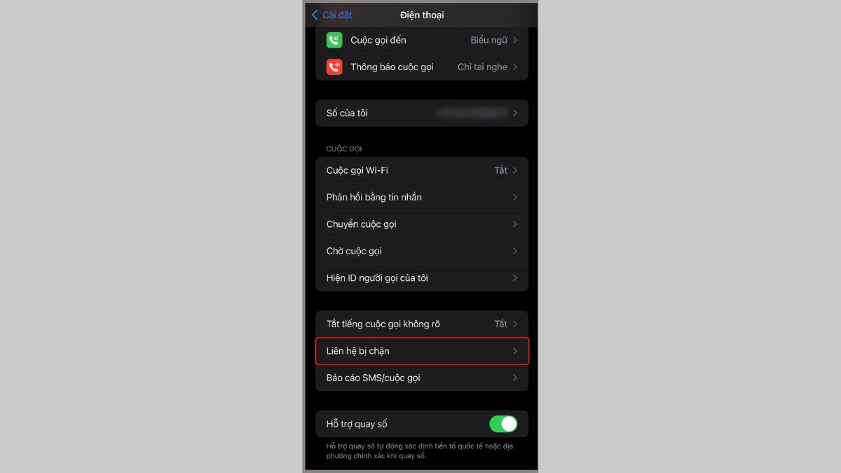 Cách bỏ chặn số máy lạ trên iPhone bước 3