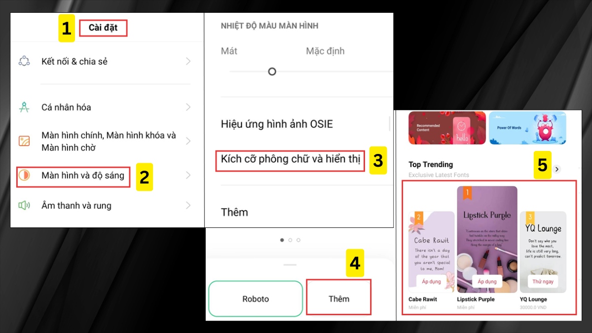 Cách chỉnh phông chữ trên điện thoại OPPO
