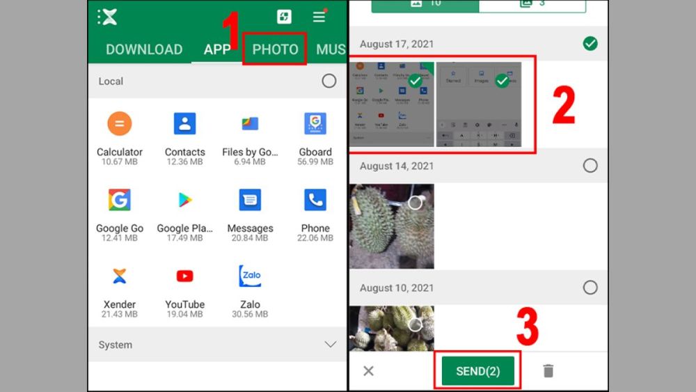 Chuyển ảnh từ Android sang iPhone bằng ứng dụng Xender bước 1