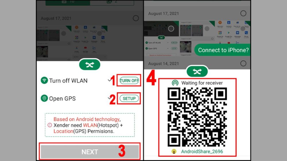 Chuyển ảnh từ Android sang iPhone bằng ứng dụng Xender bước 2