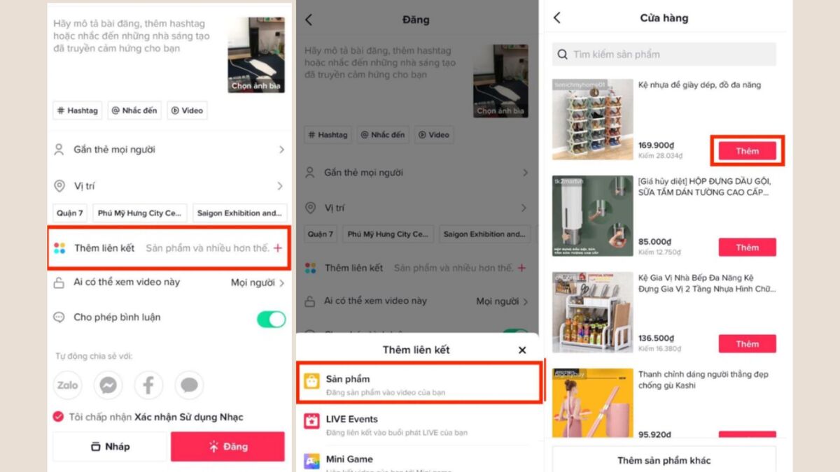 Cách gắn link sản phẩm trên video TikTok đơn giản bước 2